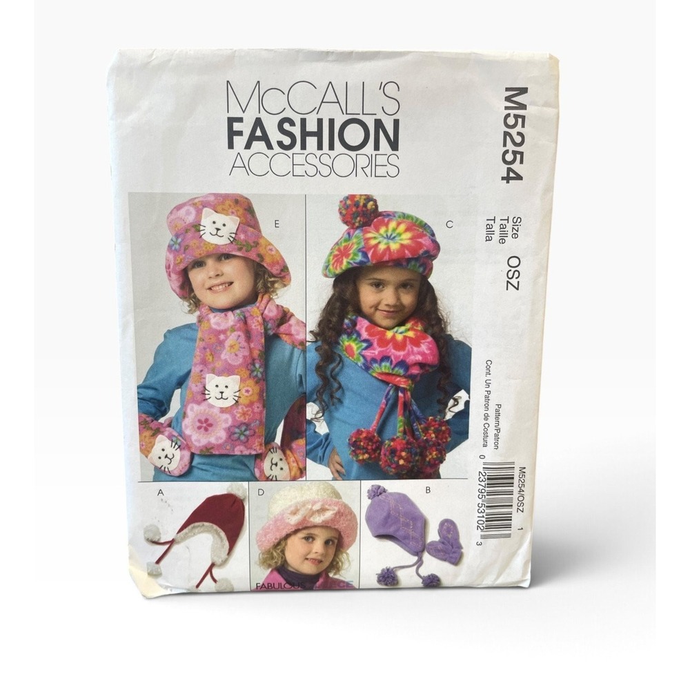 McCall's M5254 Children's Hats Mittens Scarves OSZ Accessories Uncut FF